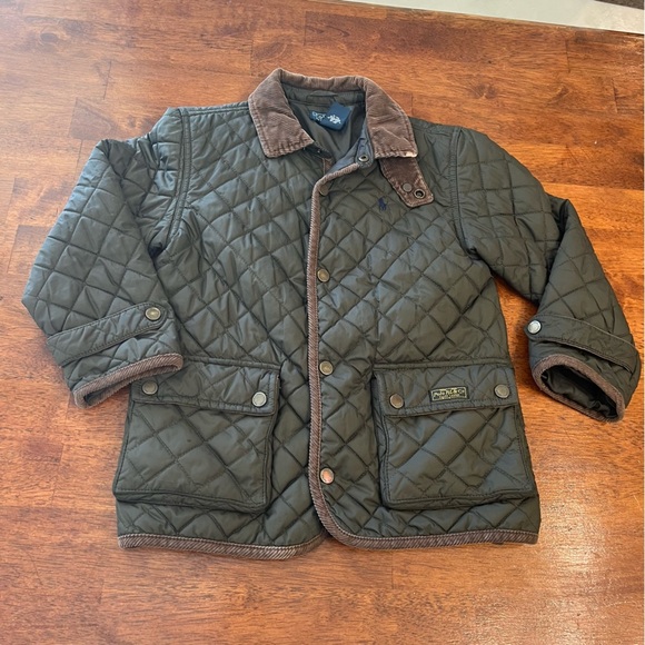 Polo Ralph Lauren army green quilted button up jacket size 6 corduroy collar